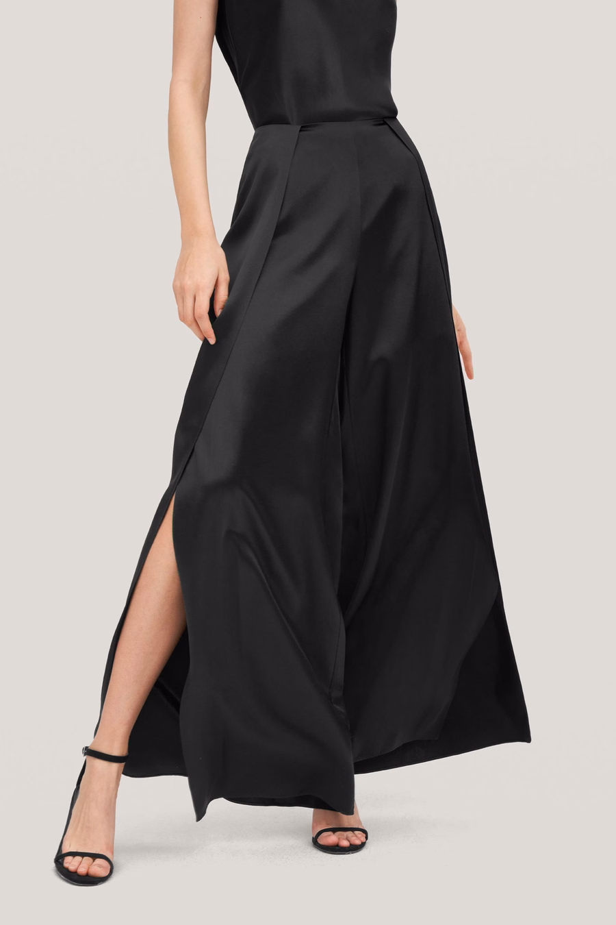 Hoog-Waisted Zijde Ginkgo Broek