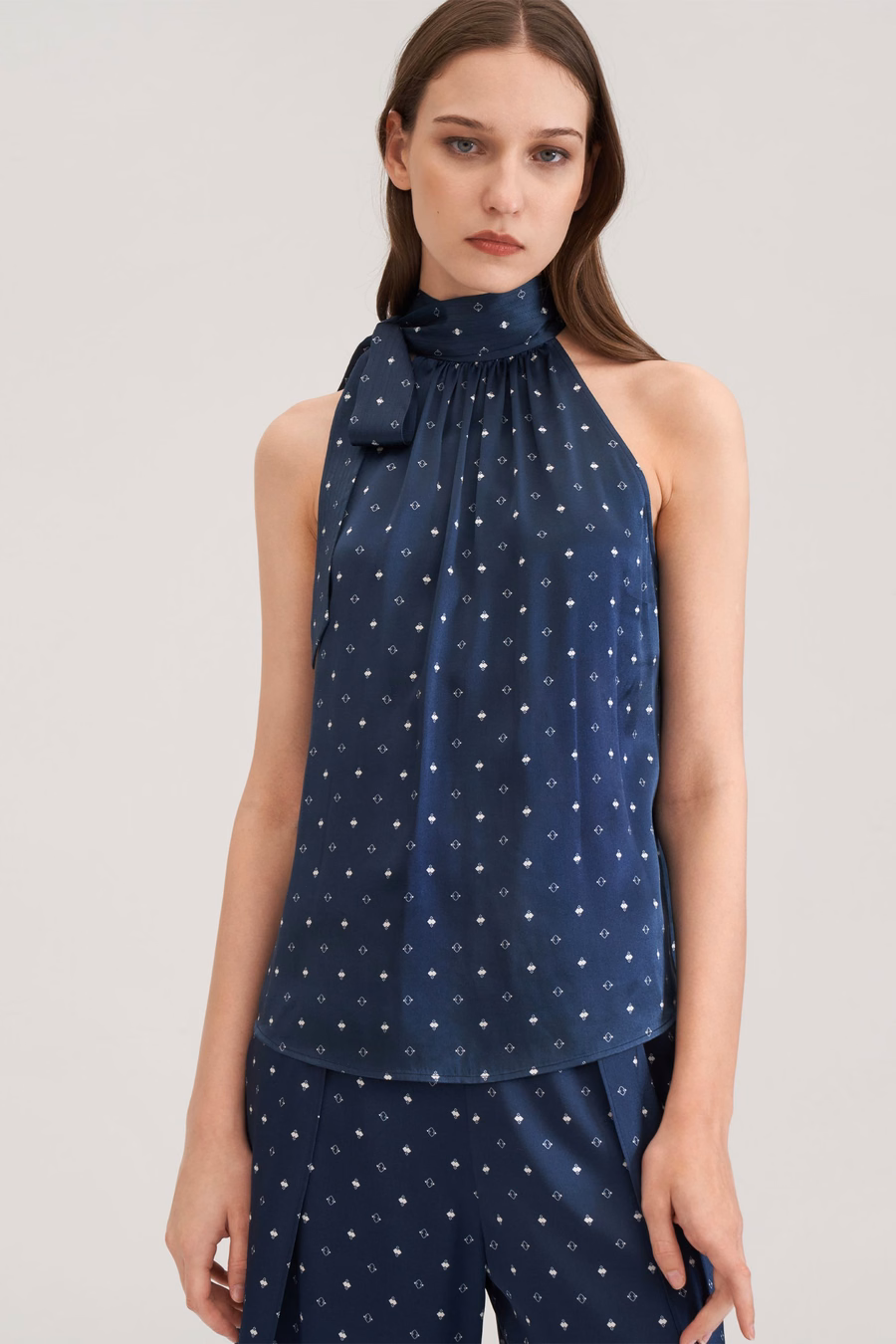 Halter Nek Zijde Pine Shirt