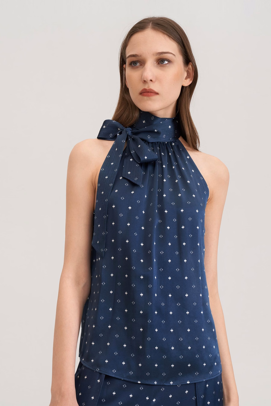 Halter Nek Zijde Pine Shirt