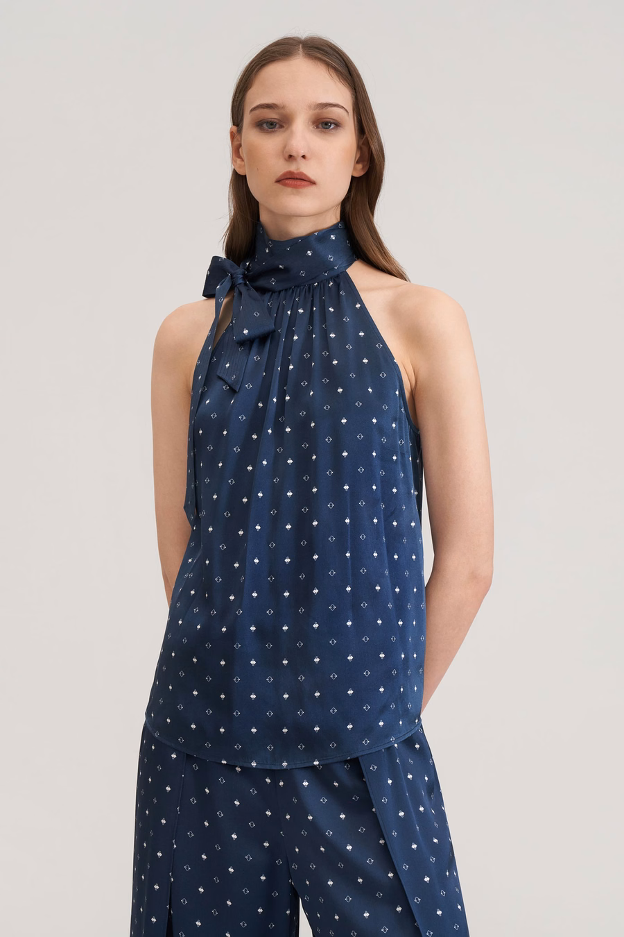 Halter Nek Zijde Pine Shirt
