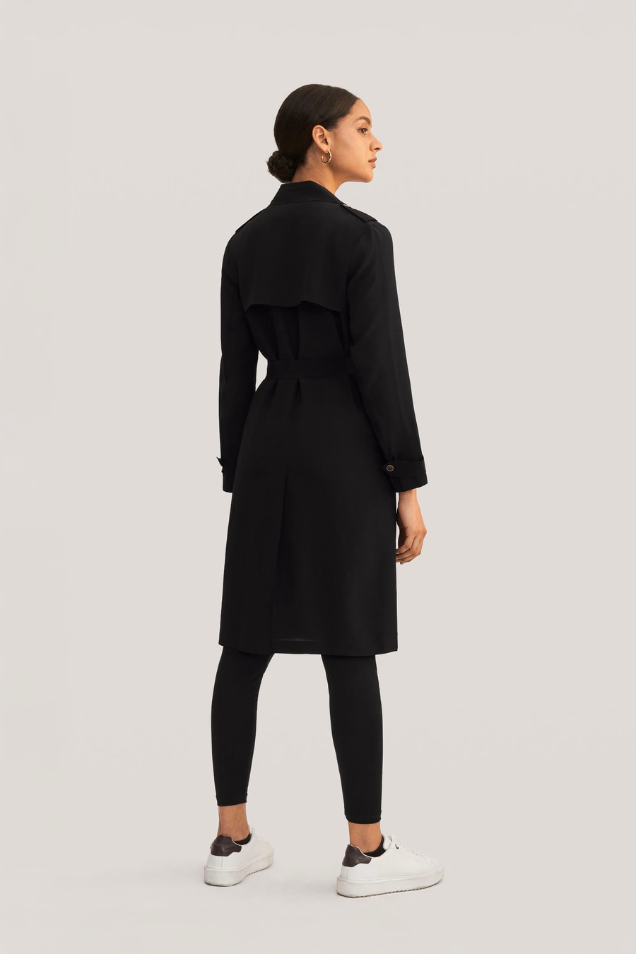 Klassieke Dubbelbreasted Zijden Trenchcoat