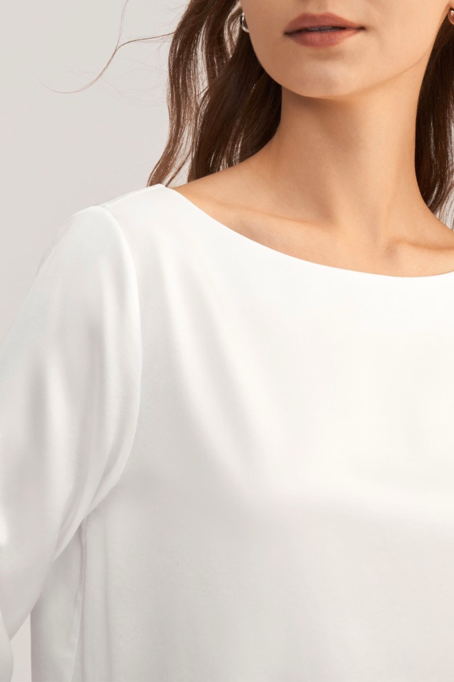 3/4 Mouw Boot Hals Zijde Blouse
