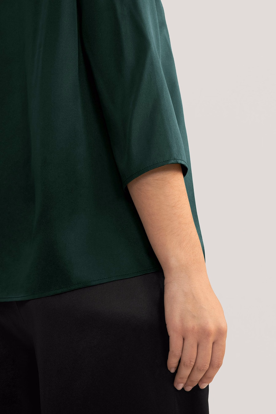 3/4 Mouw Boot Hals Zijde Blouse