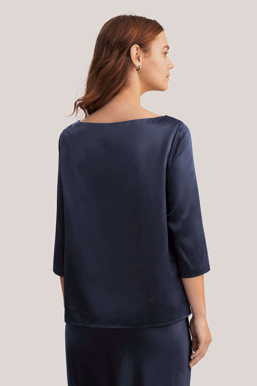 3/4 Mouw Boot Hals Zijde Blouse