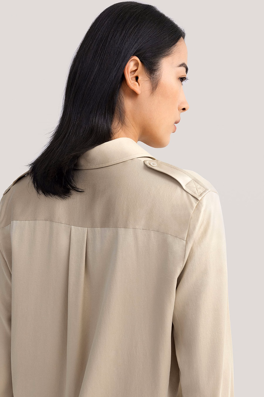 Sandwashed Zijde Shirt Met Epauletten
