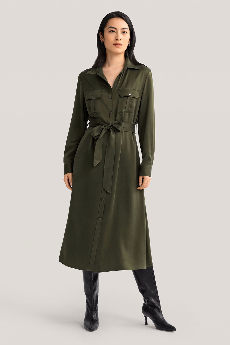 Zandgewassen Pocket Trench Dress