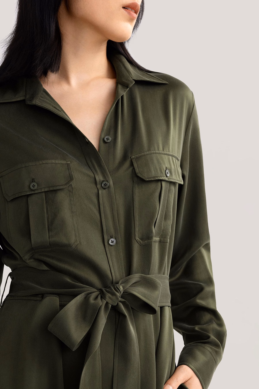 Zandgewassen Pocket Trench Dress