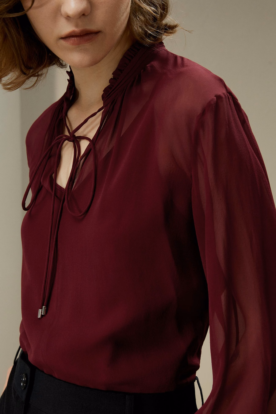 Strik Voor Trekkoord Georgette Blouse