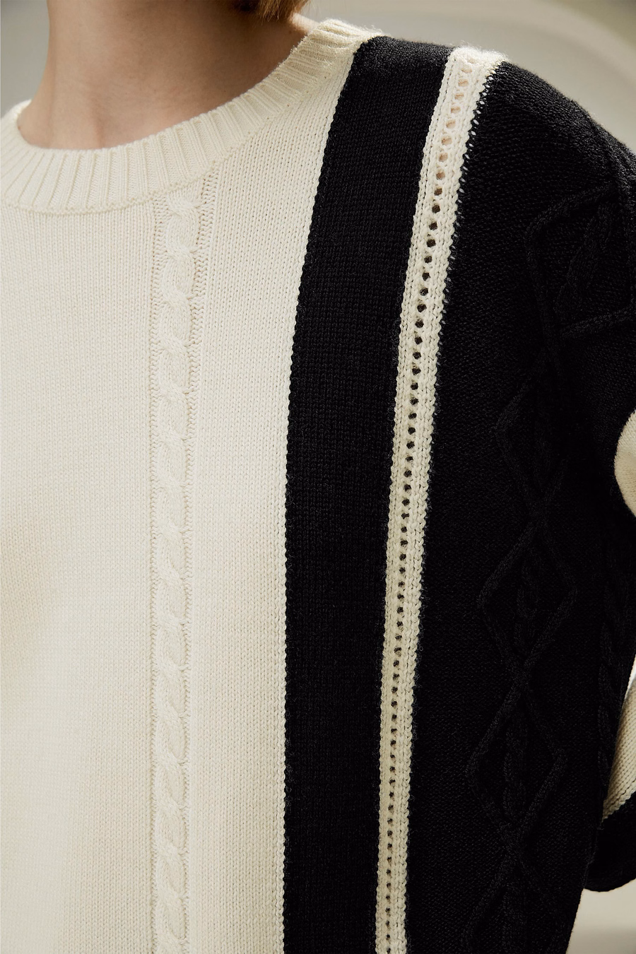 Bicolor Stripe Knit Wol Sweater