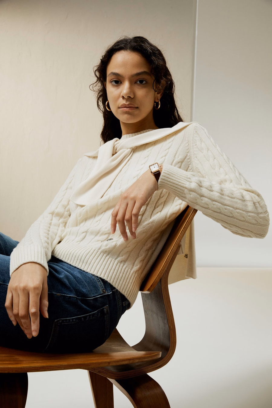 Classic Cable Knit Sweater met Ribbelranden
