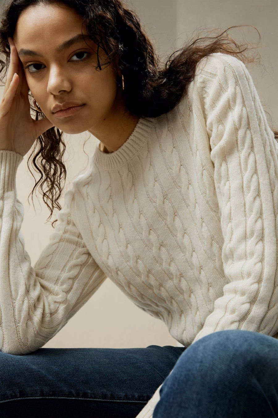 Classic Cable Knit Sweater met Ribbelranden