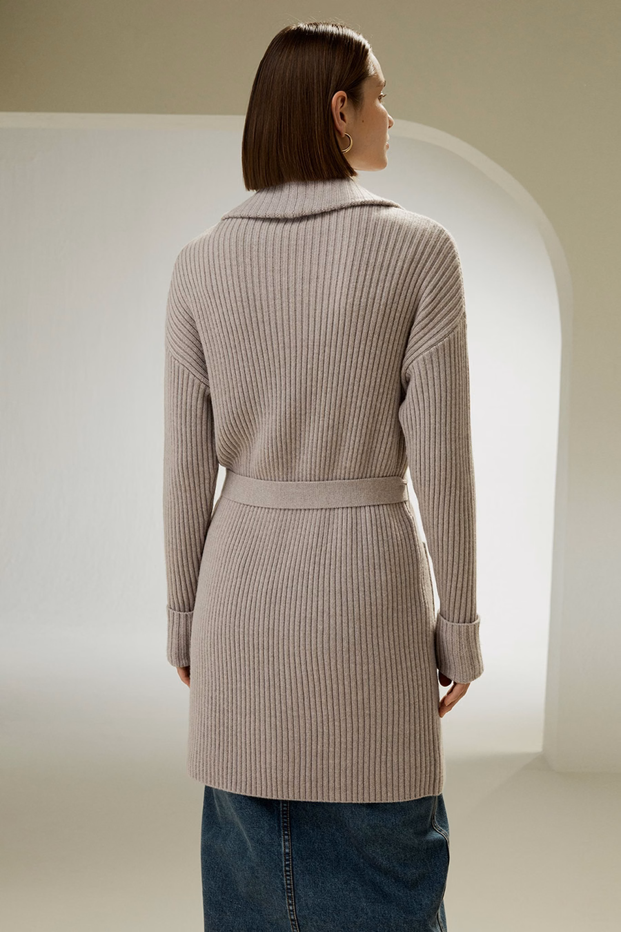 Merino Wol Schaal Kraag Cardigan