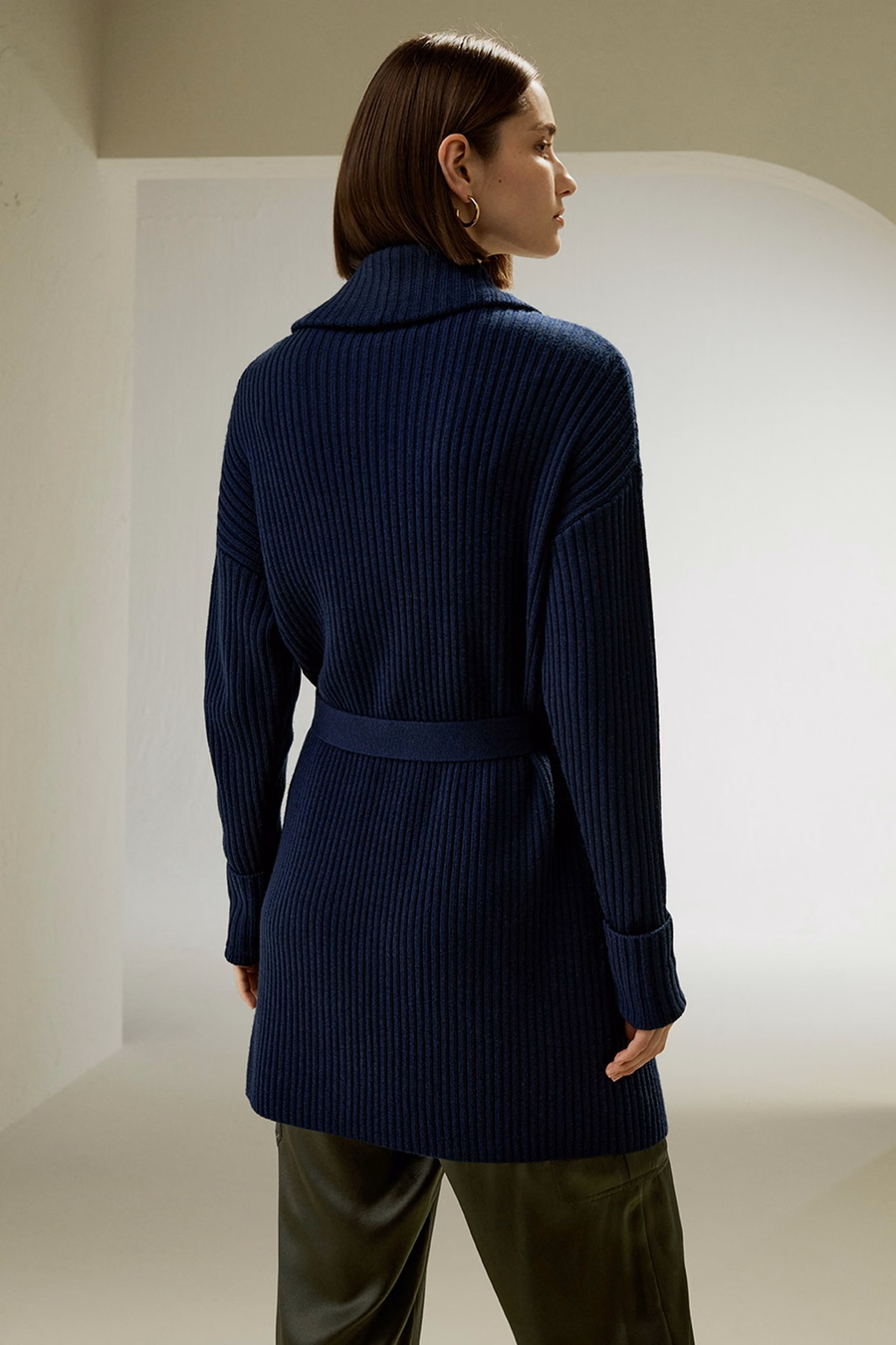 Merino Wol Schaal Kraag Cardigan