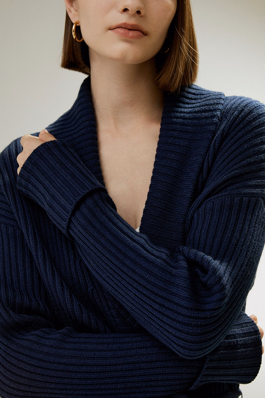 Merino Wol Schaal Kraag Cardigan