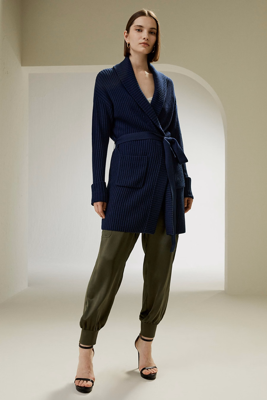 Merino Wol Schaal Kraag Cardigan