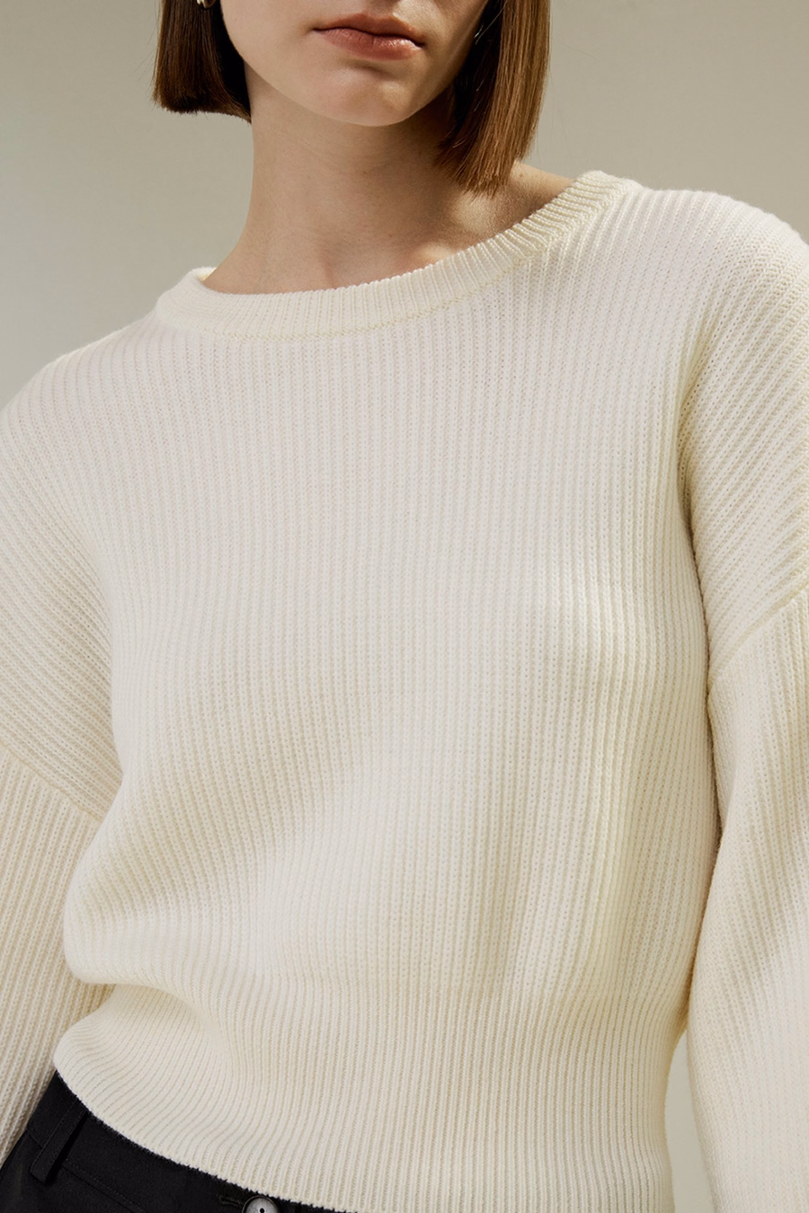 Ronde Hals Drop-Schouder Merino Wol Truien