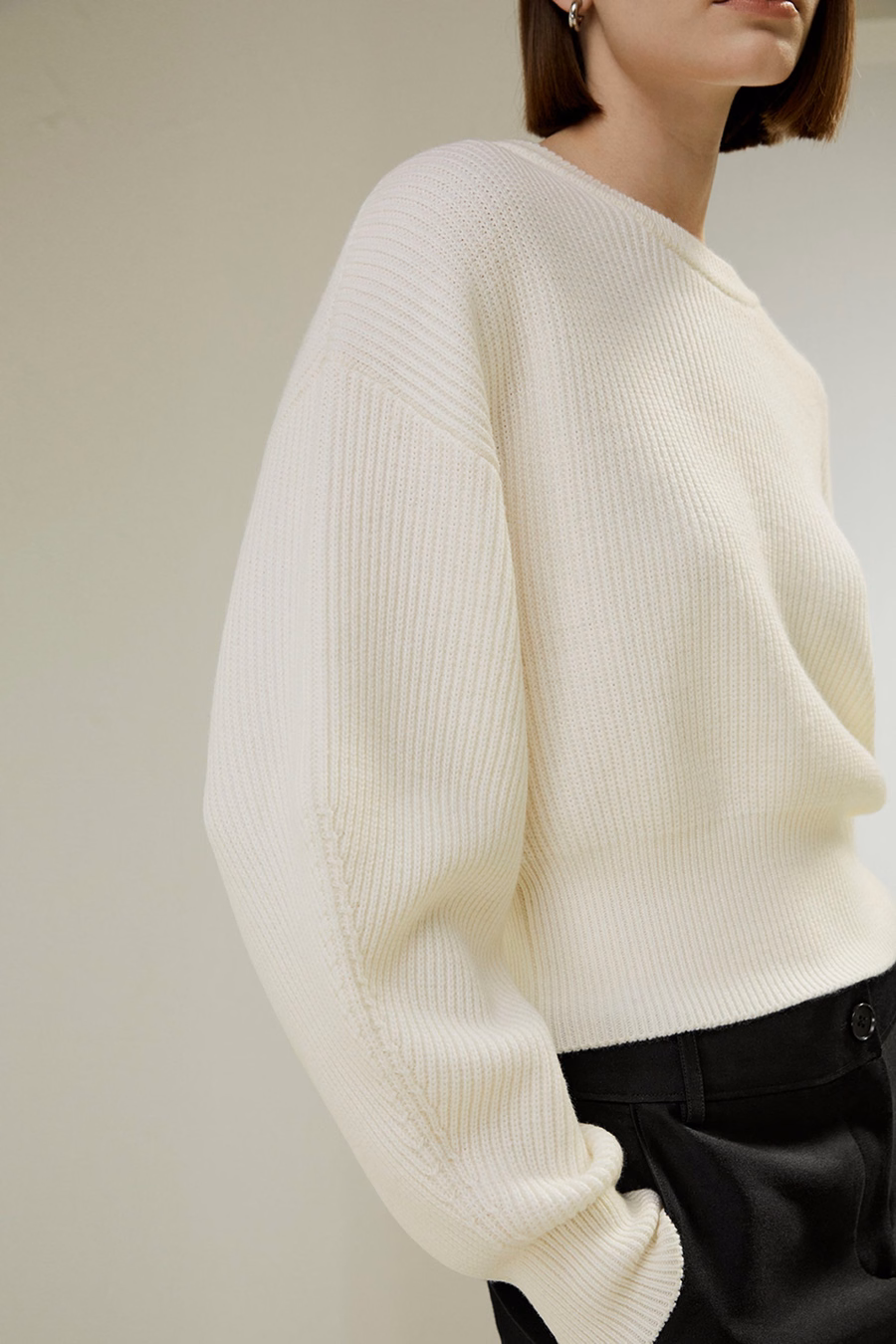 Ronde Hals Drop-Schouder Merino Wol Truien
