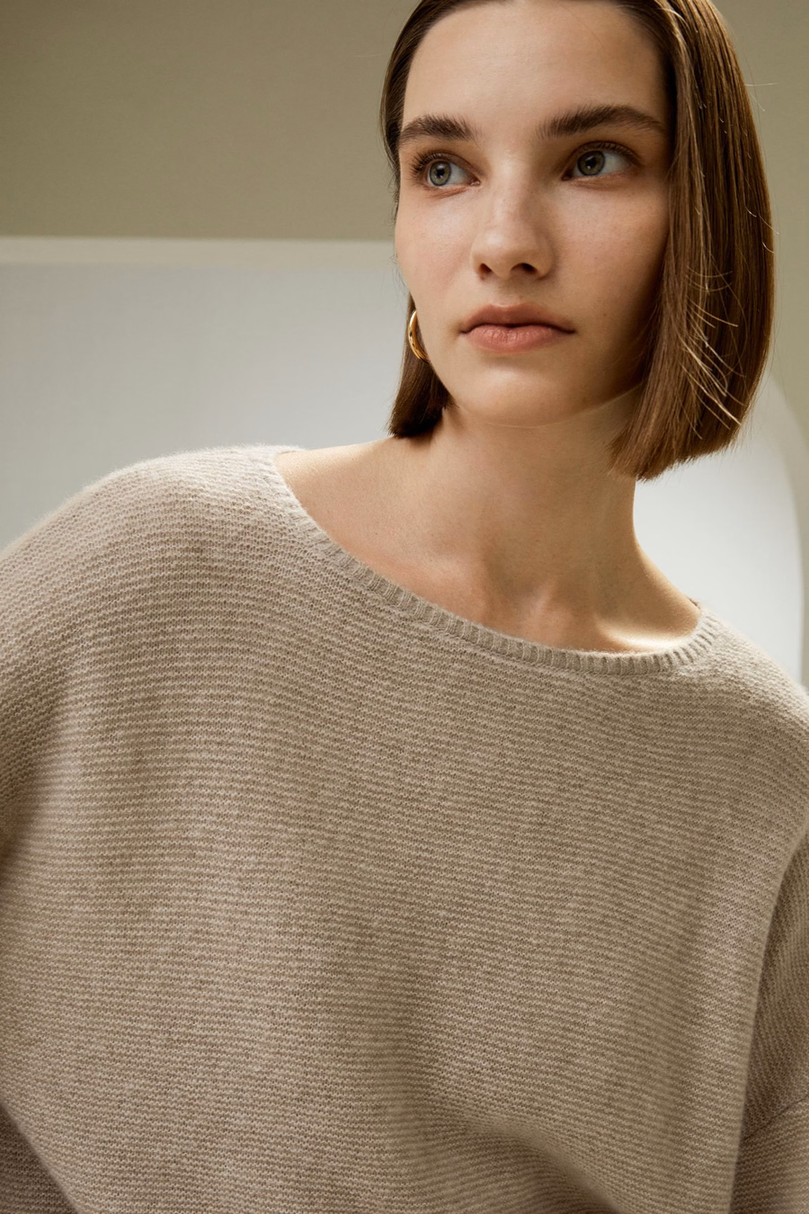 Ontspannen Pasvorm Drop-Schouder Zijde Katoenmix Sweatshirt