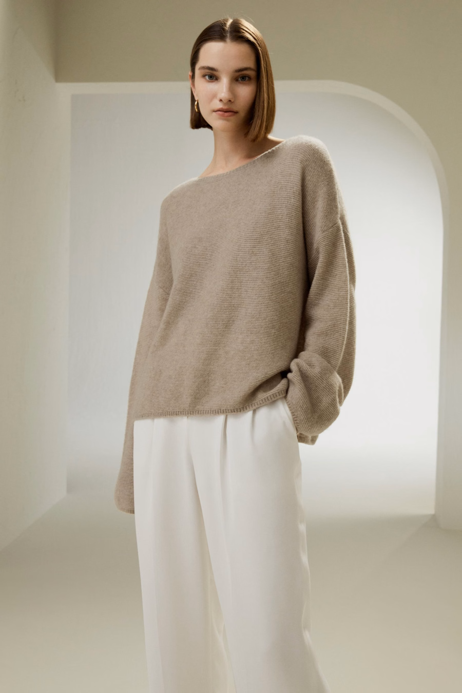 Ontspannen Pasvorm Drop-Schouder Zijde Katoenmix Sweatshirt