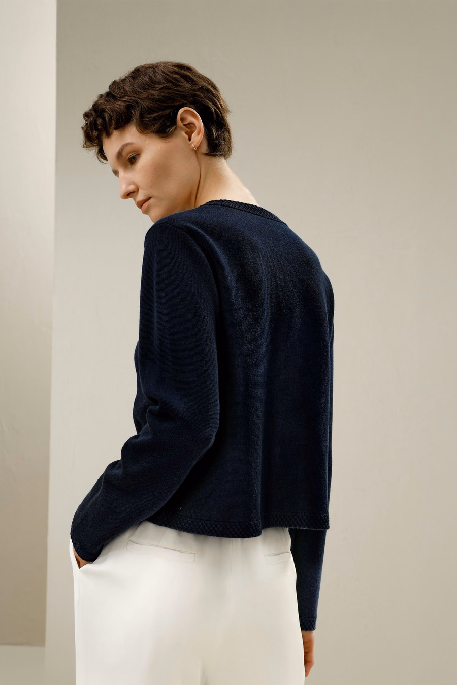 Merino Wol Gouden Knopen Cardigan
