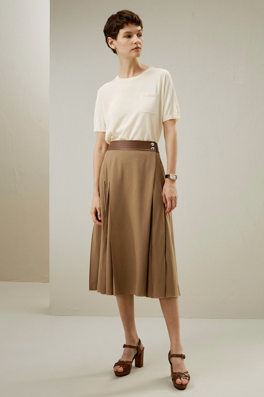 Merino Wol Wrap Midi Rok