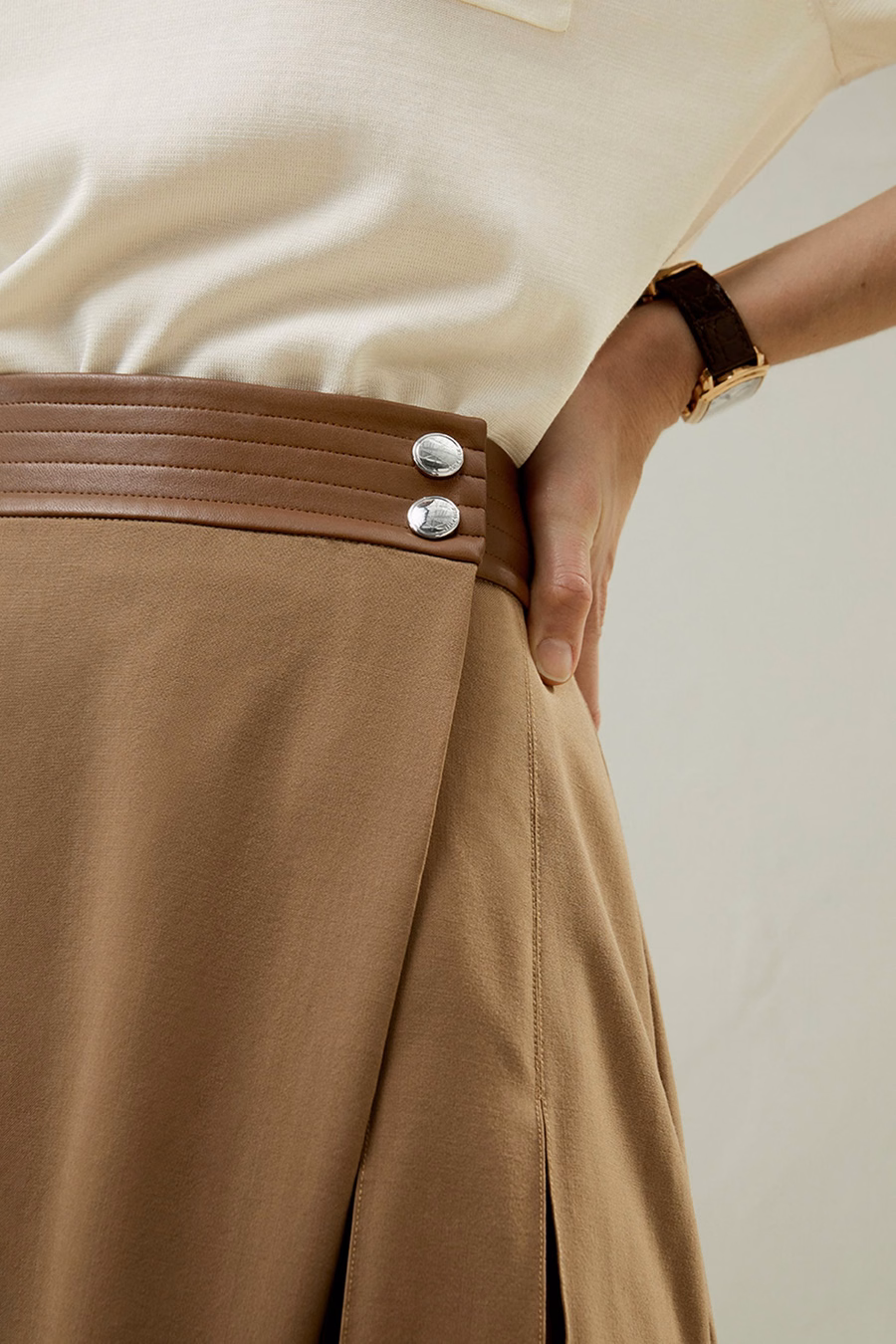 Merino Wol Wrap Midi Rok