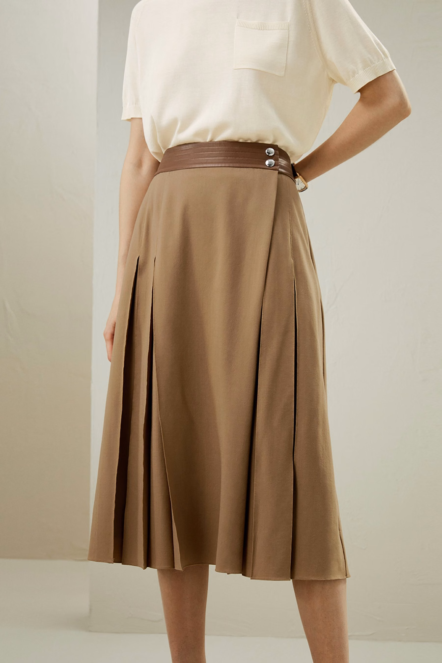 Merino Wol Wrap Midi Rok