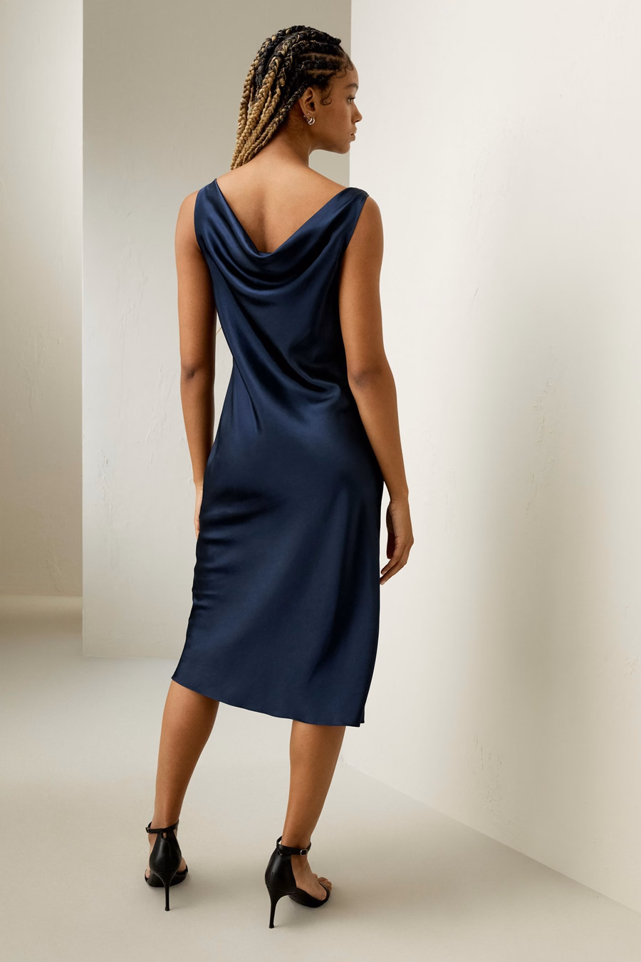 Cowl-Neck Zijde Midi-jurk