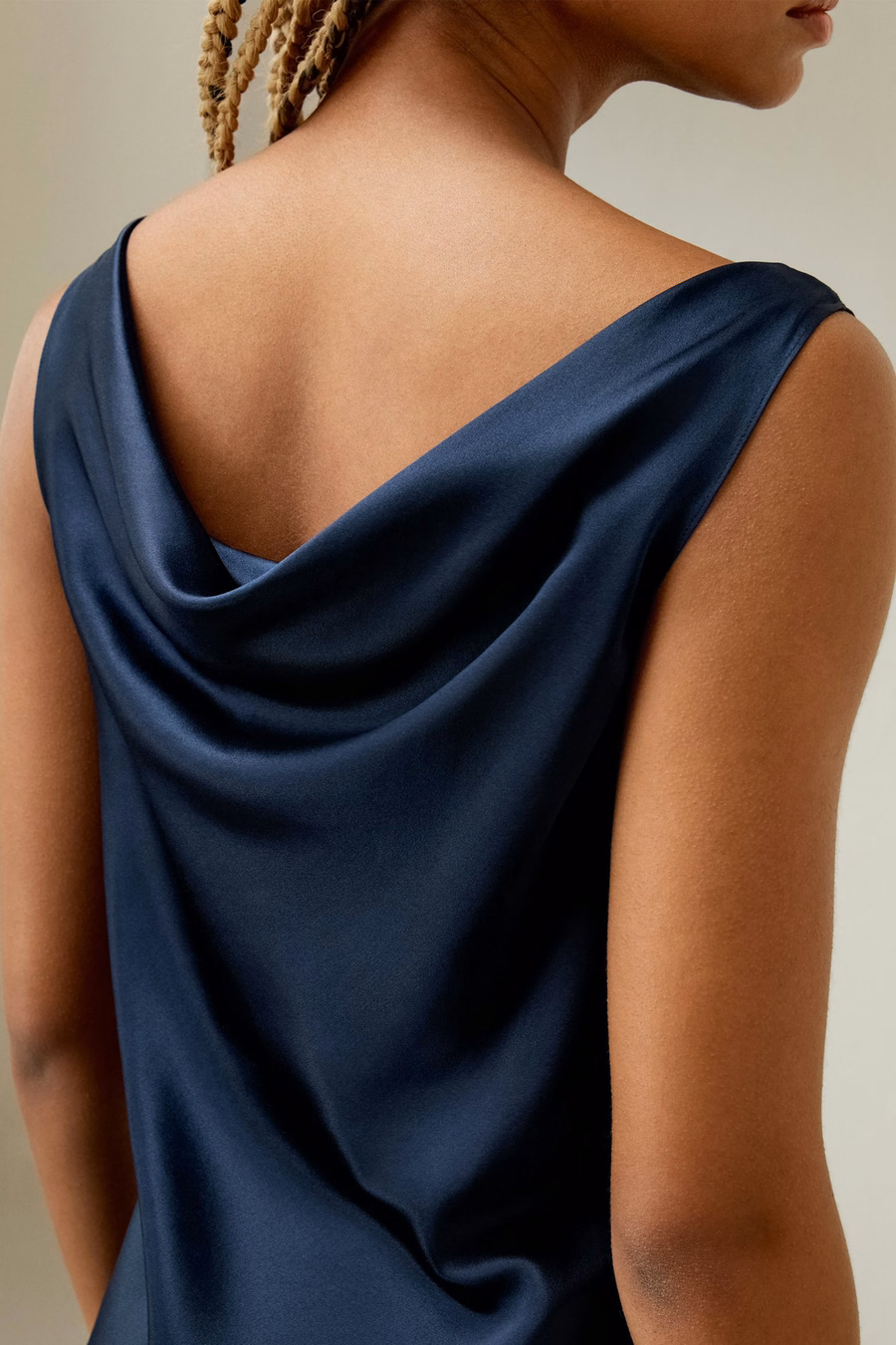 Cowl-Neck Zijde Midi-jurk