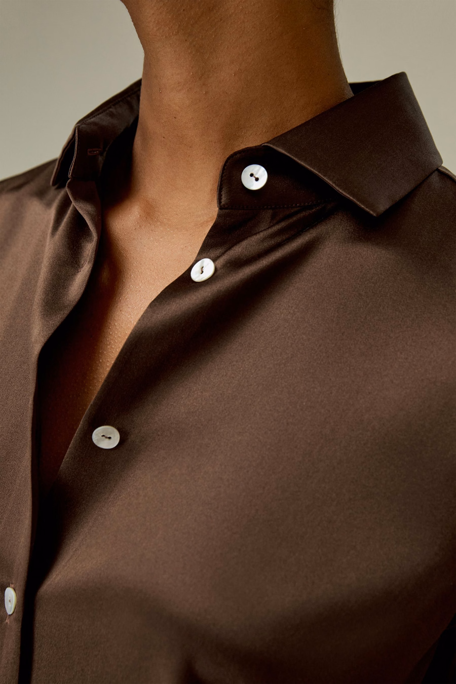 Verspreide Kraag Zijde Shirt