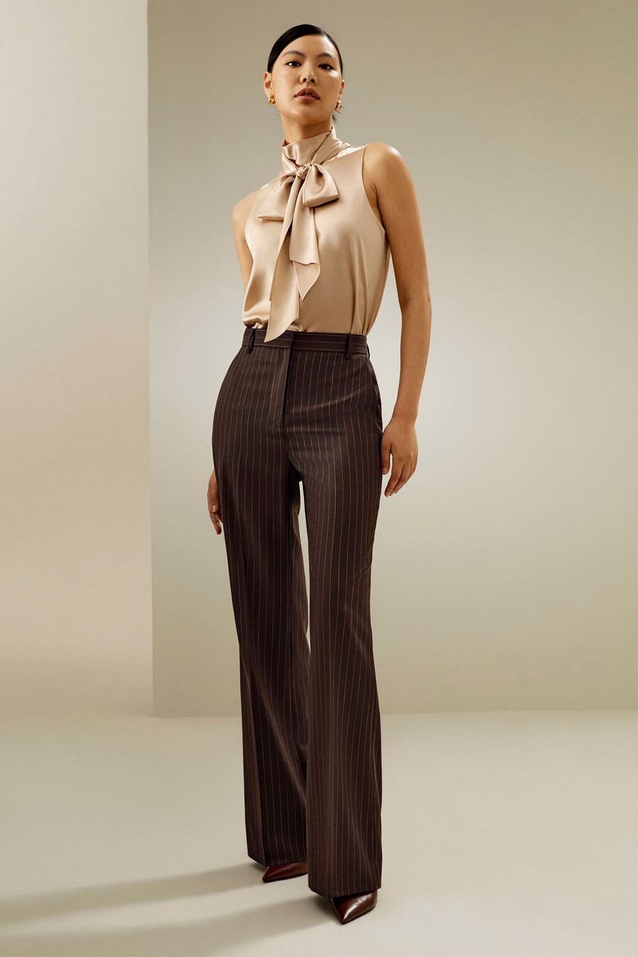 Sans mouwen Tie-Neck Zijde Blouse