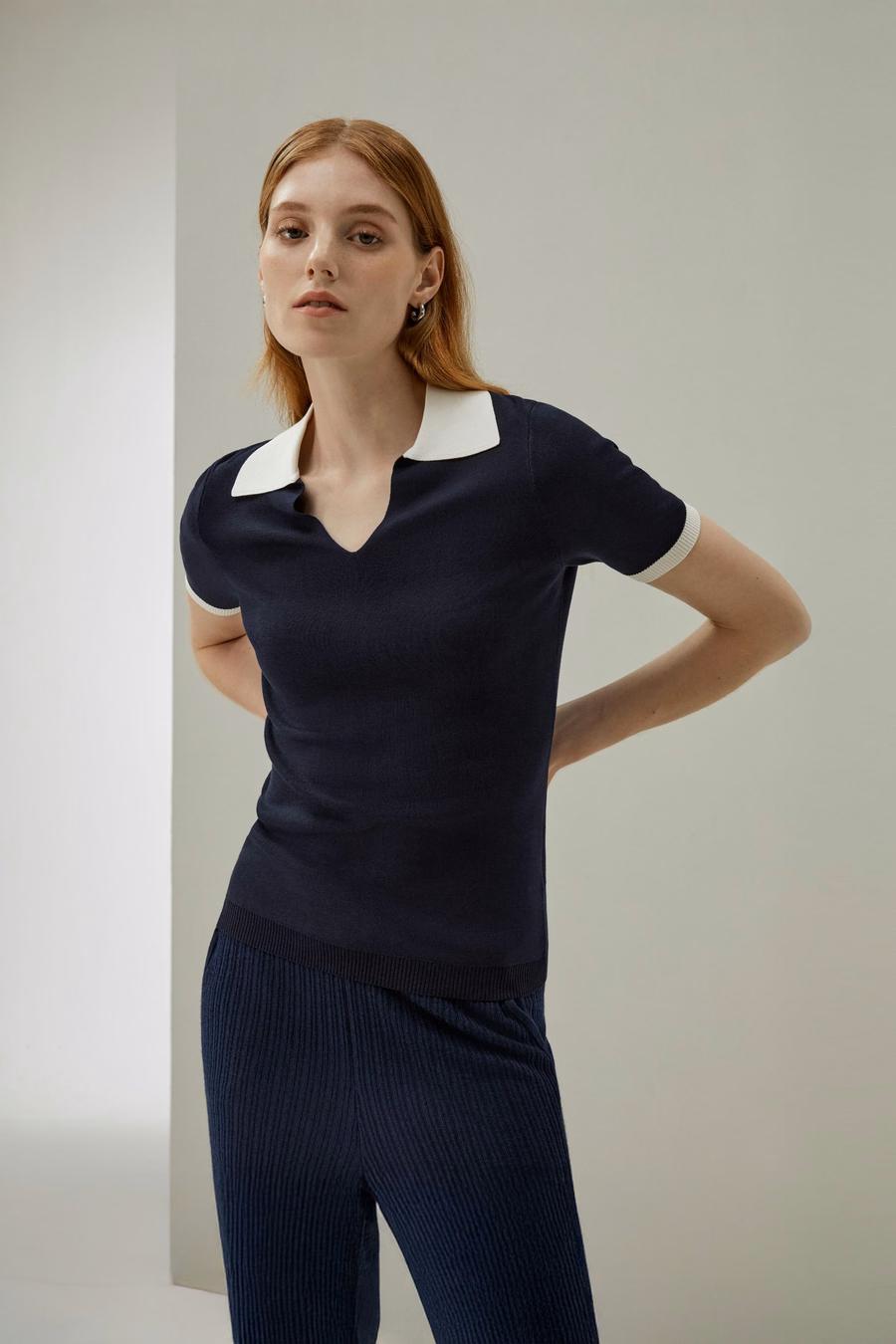 Tijdloze Mei Zijde Tricot Poloshirt
