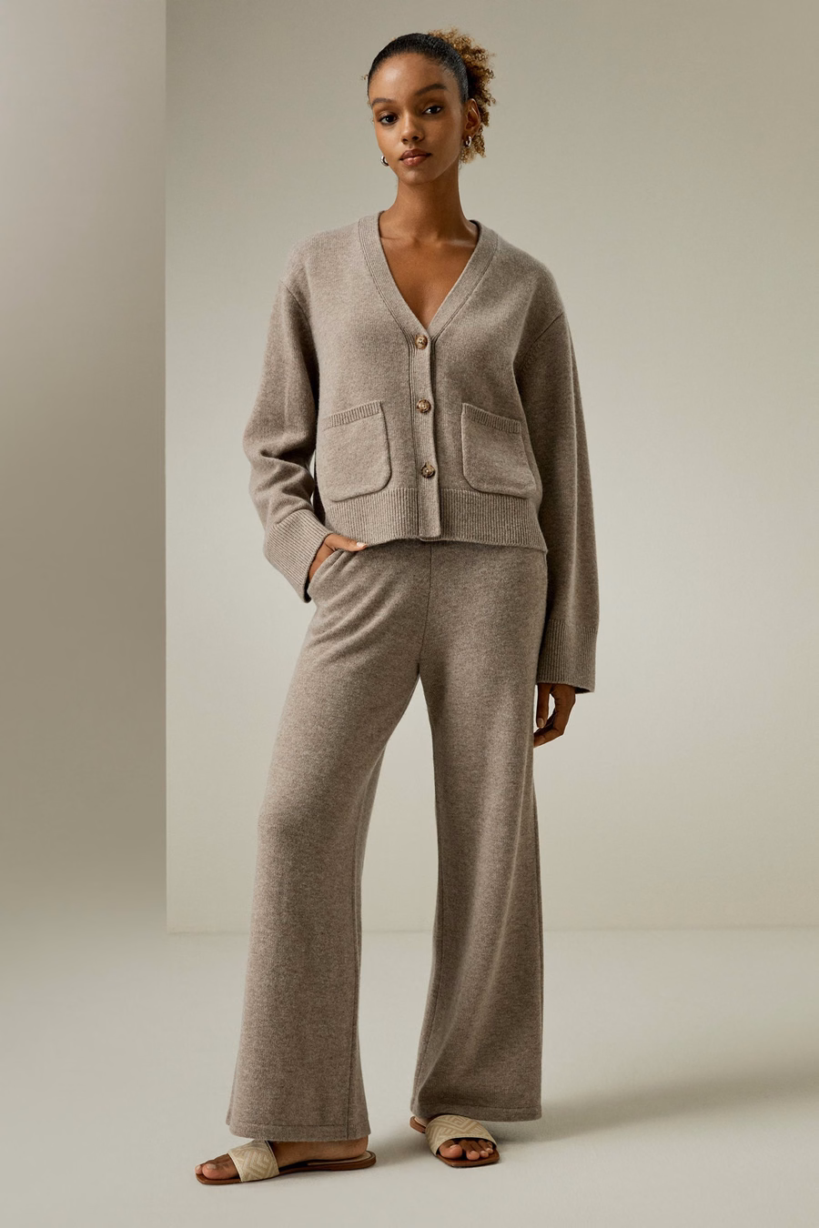 Korte wol-kashmir mengsel cardigan