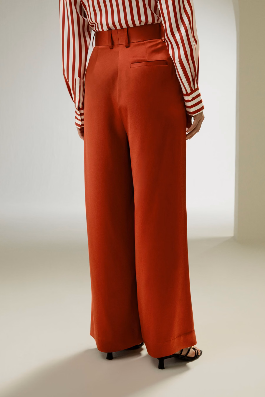 High-Waisted Wide Leg Dense Silk Pants