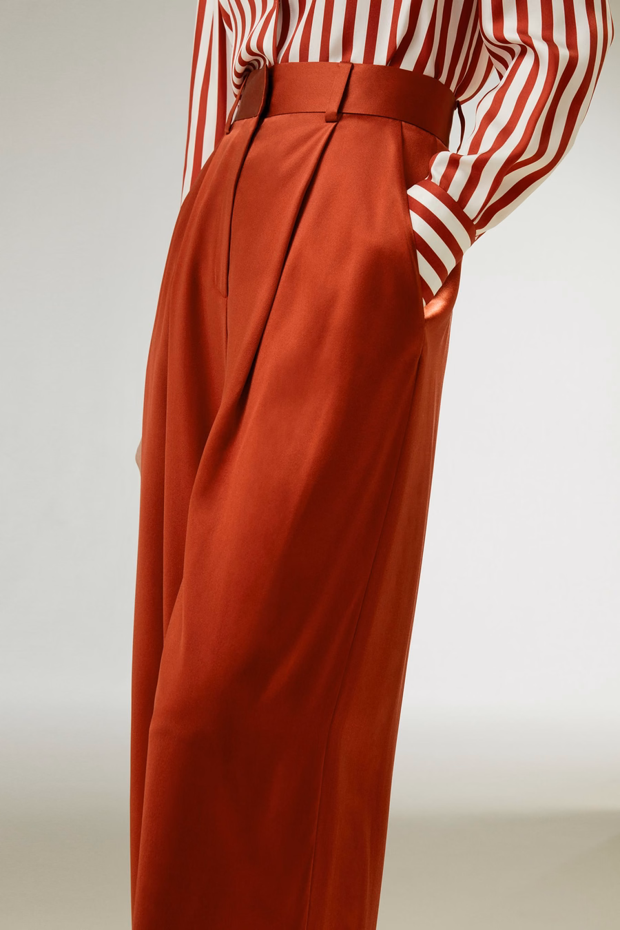 High-Waisted Wide Leg Dense Silk Pants
