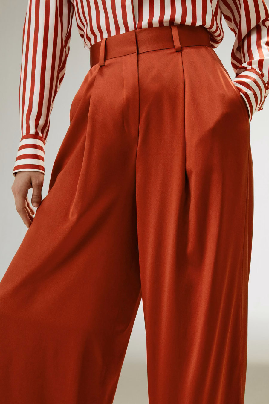 High-Waisted Wide Leg Dense Silk Pants