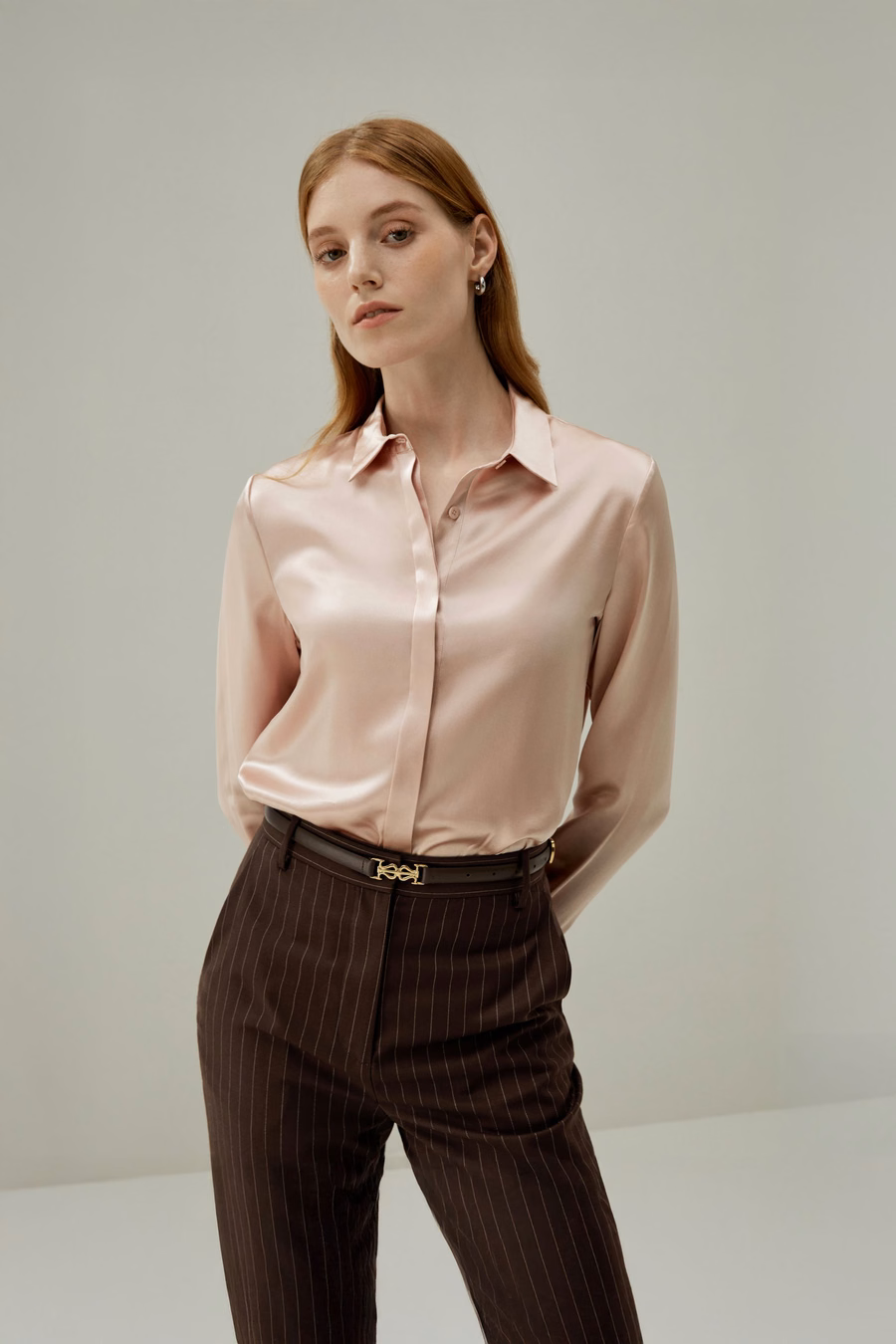 Basis Verborgen Knoplijst Zijde Shirt