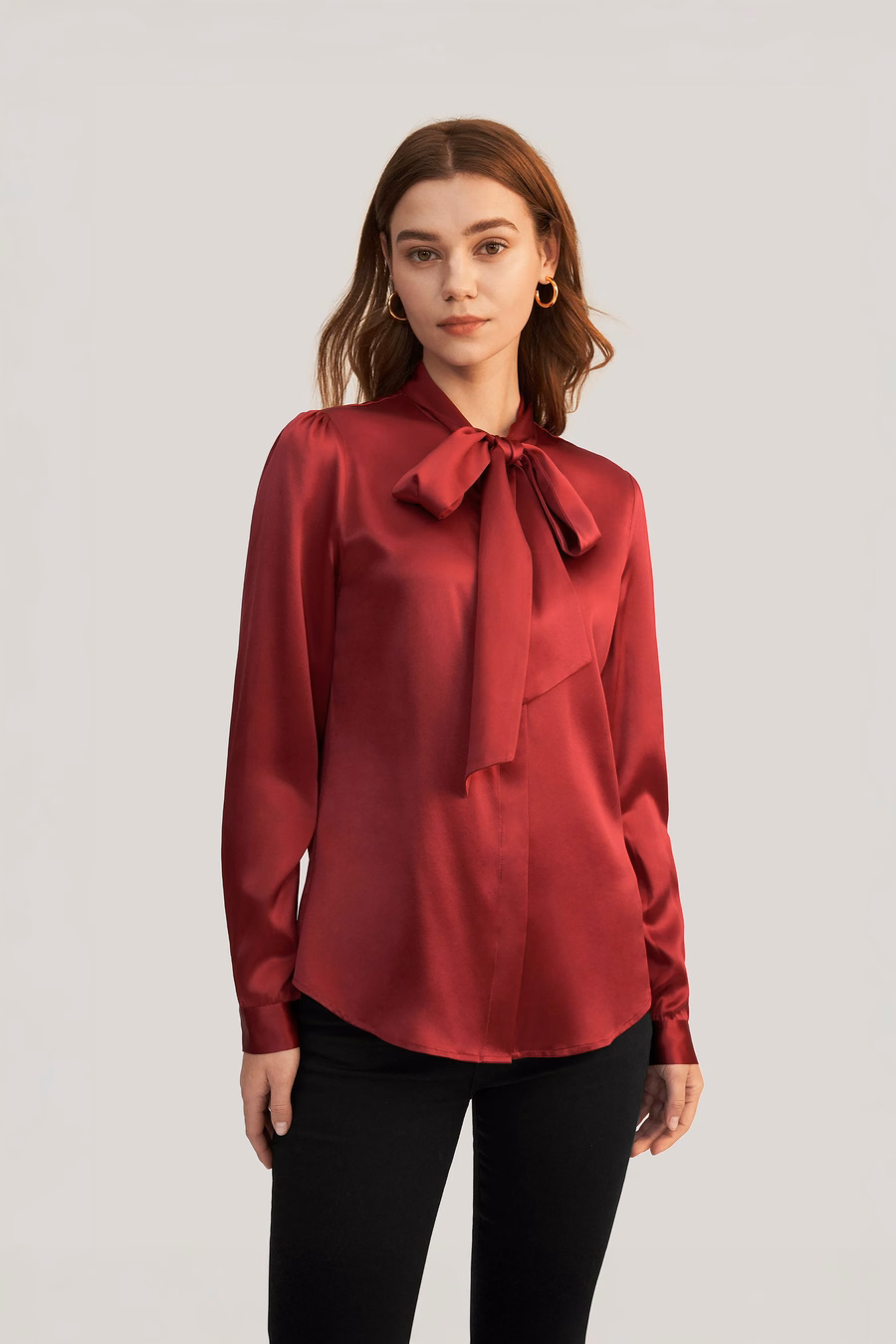Vrouwen vlinderdas kraag zijde blouse