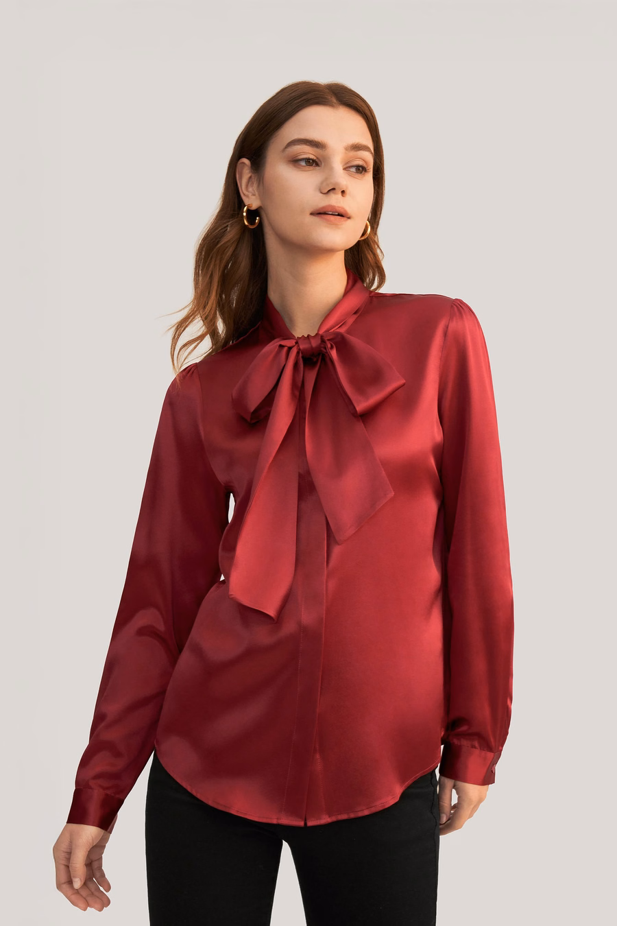 Vrouwen vlinderdas kraag zijde blouse