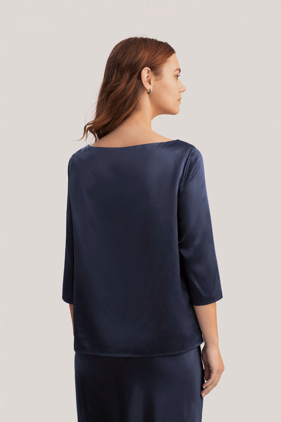 3/4 Mouw Boot Hals Zijde Blouse