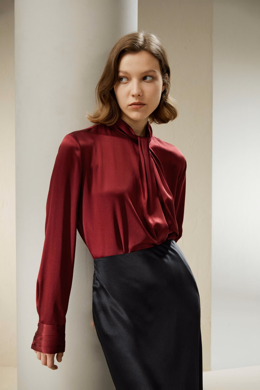Asymmetrical Embellished Pleats Shirt