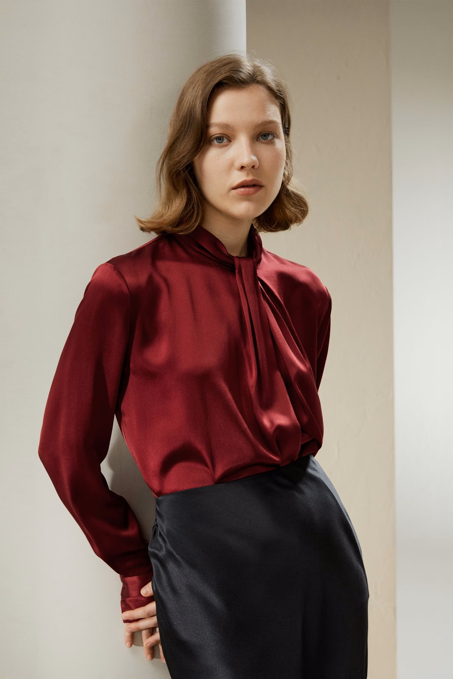Asymmetrical Embellished Pleats Shirt
