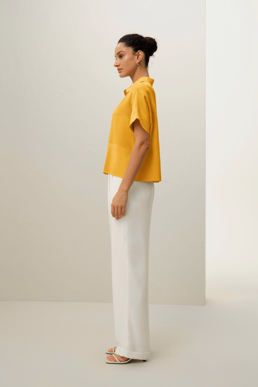 Casual Kort Mouwloos Losse Zijden T-shirt
