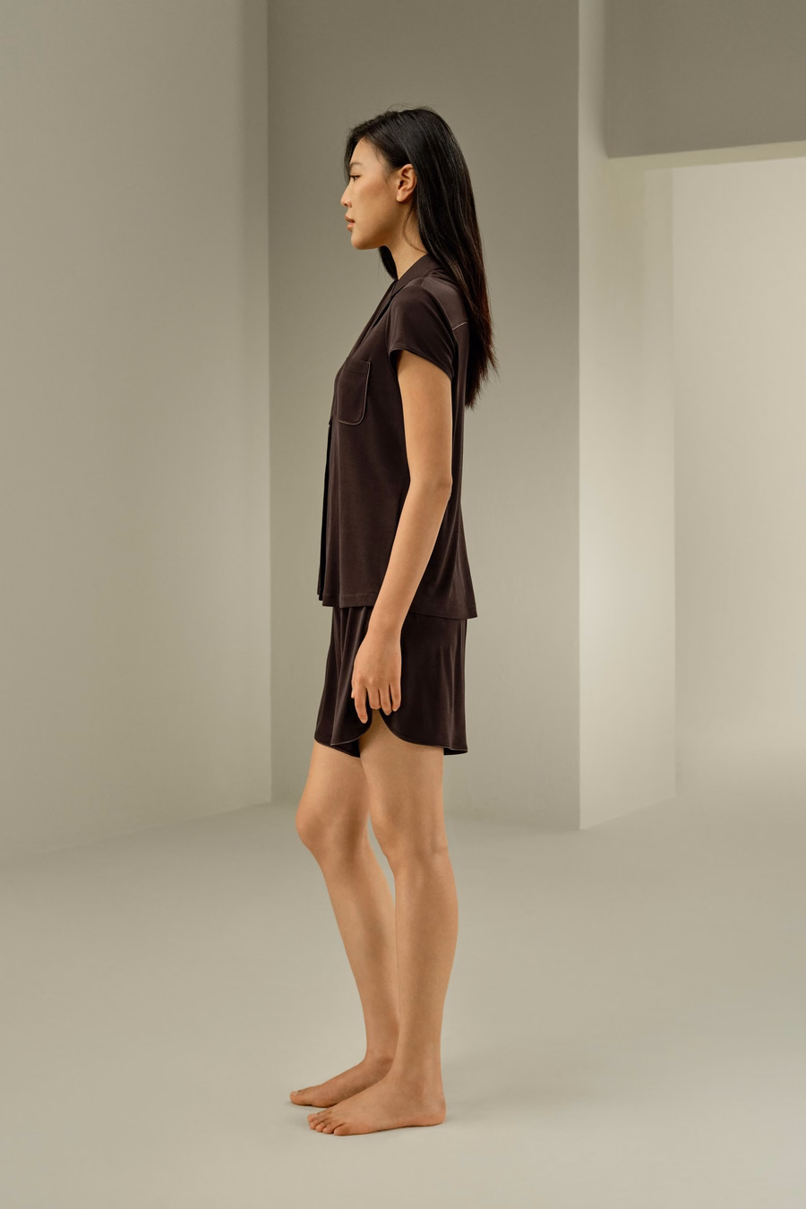 Pure Zijde Jersey Korte Mouw Pyjama Set