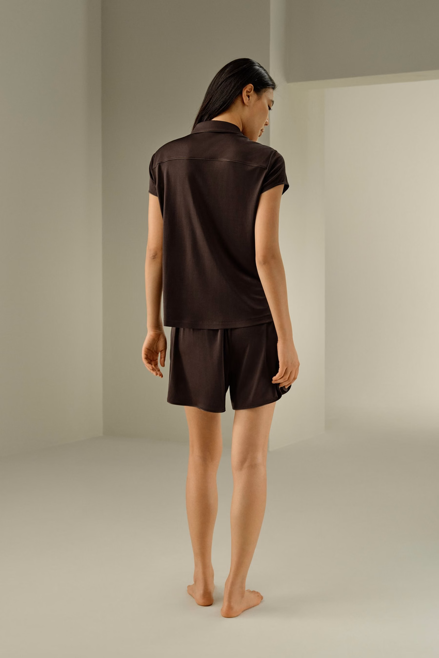 Pure Zijde Jersey Korte Mouw Pyjama Set