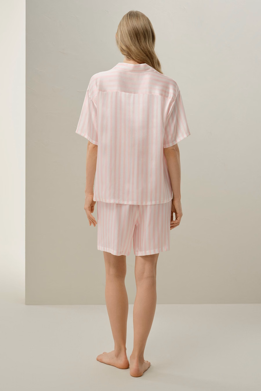 Gestreept Charmeuse Korte Pyjama Set