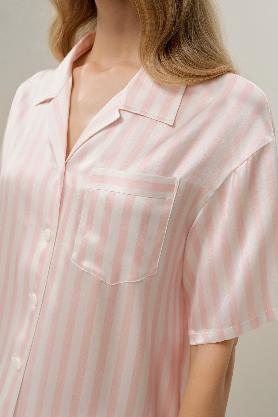 Gestreept Charmeuse Korte Pyjama Set