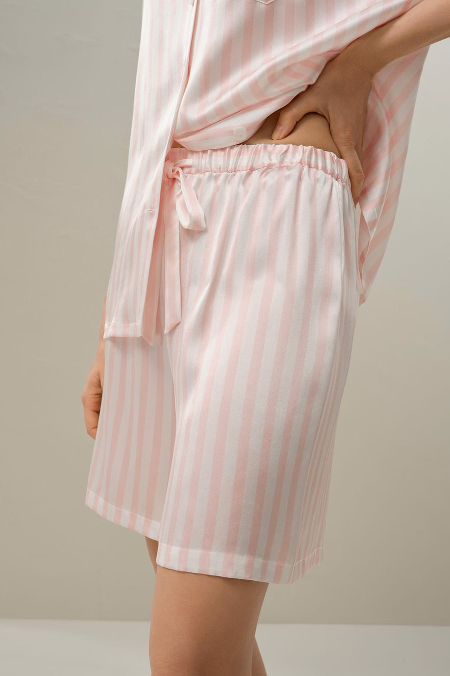Gestreept Charmeuse Korte Pyjama Set