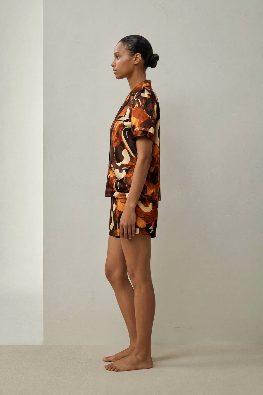 Vrouwen Zijde Print Pyjama Set