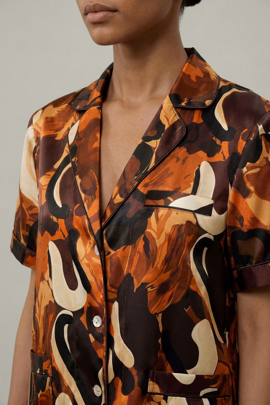 Vrouwen Zijde Print Pyjama Set
